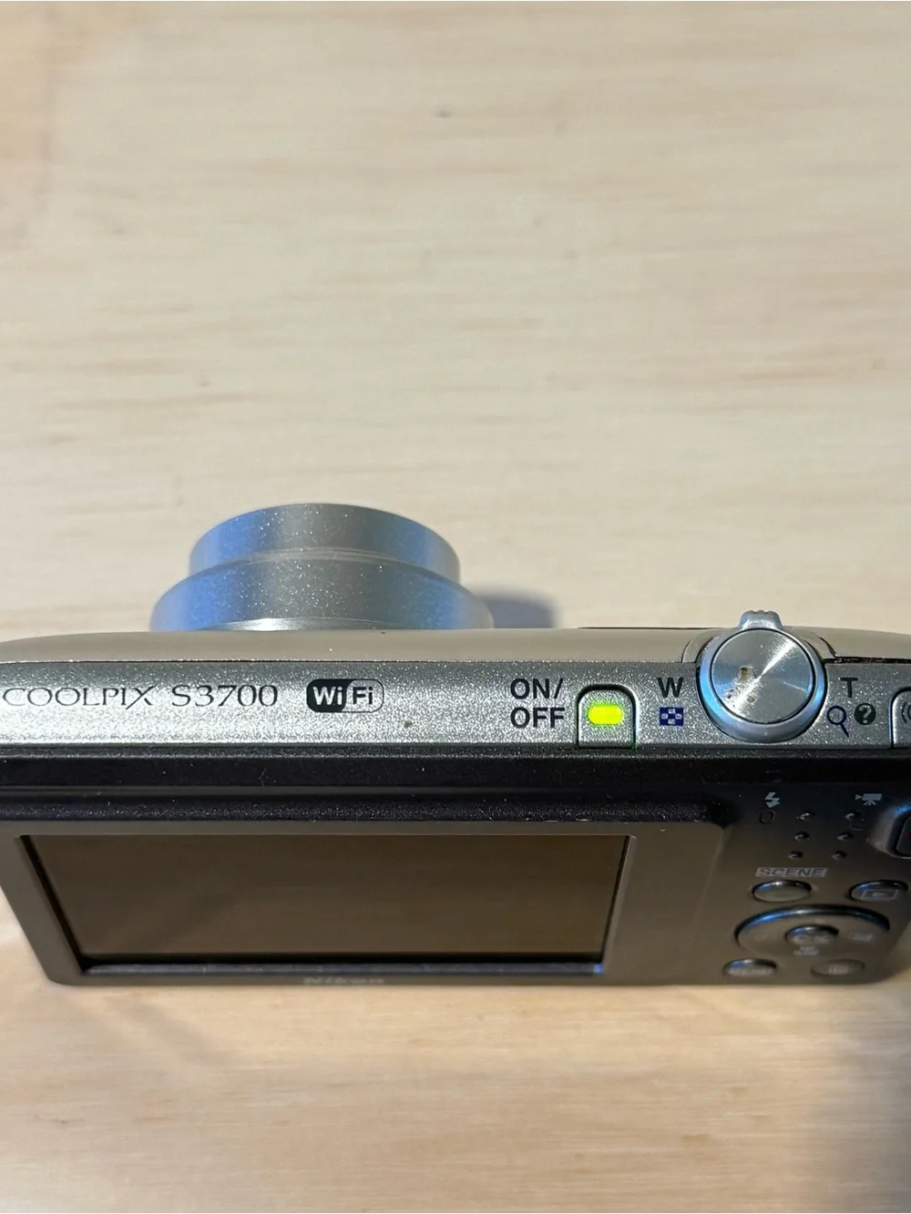 Nikon COOLPIX S3700 20.1MP Silver Digital Camera Tested Good w/Bat-Char-SDCard!